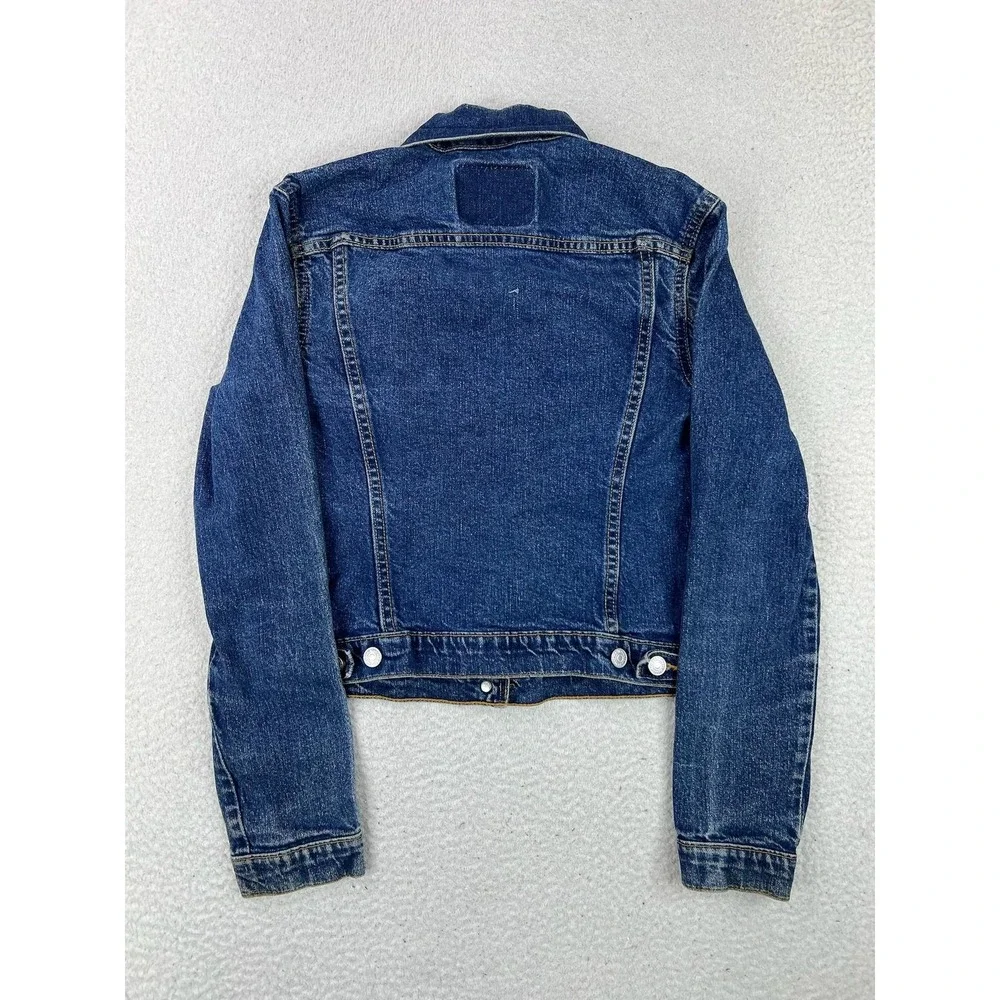 Levis Denim Jacket Youth Medium Blue Jean JR Trucker Button Front 7555CR 28352